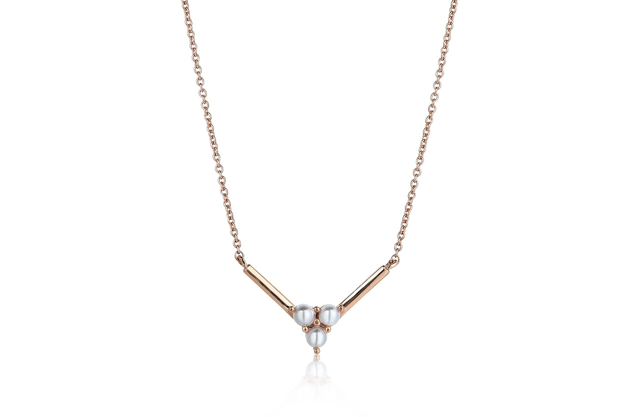 Three Pearl Corner Necklace