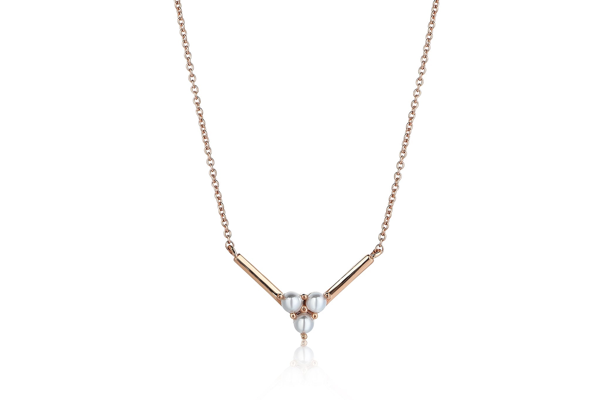 Corner Triple Pearl Necklace