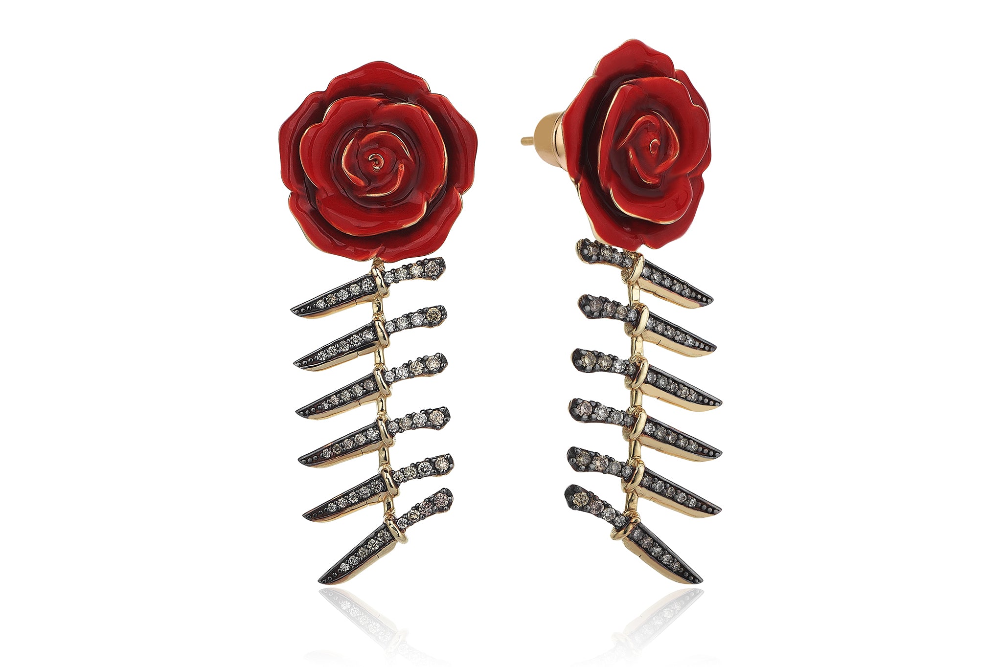 Knife and Rose Earrings