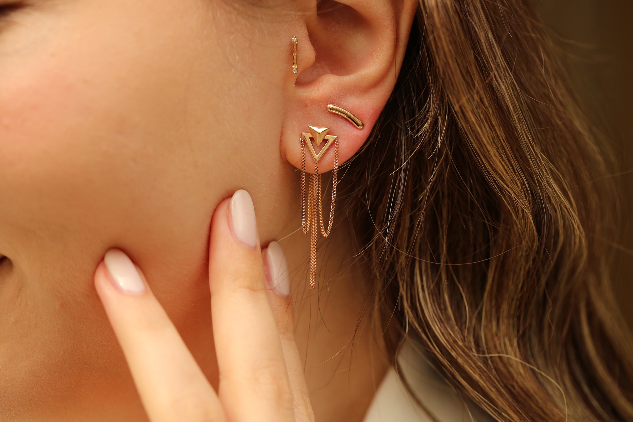 Pyramid Chain Earrings