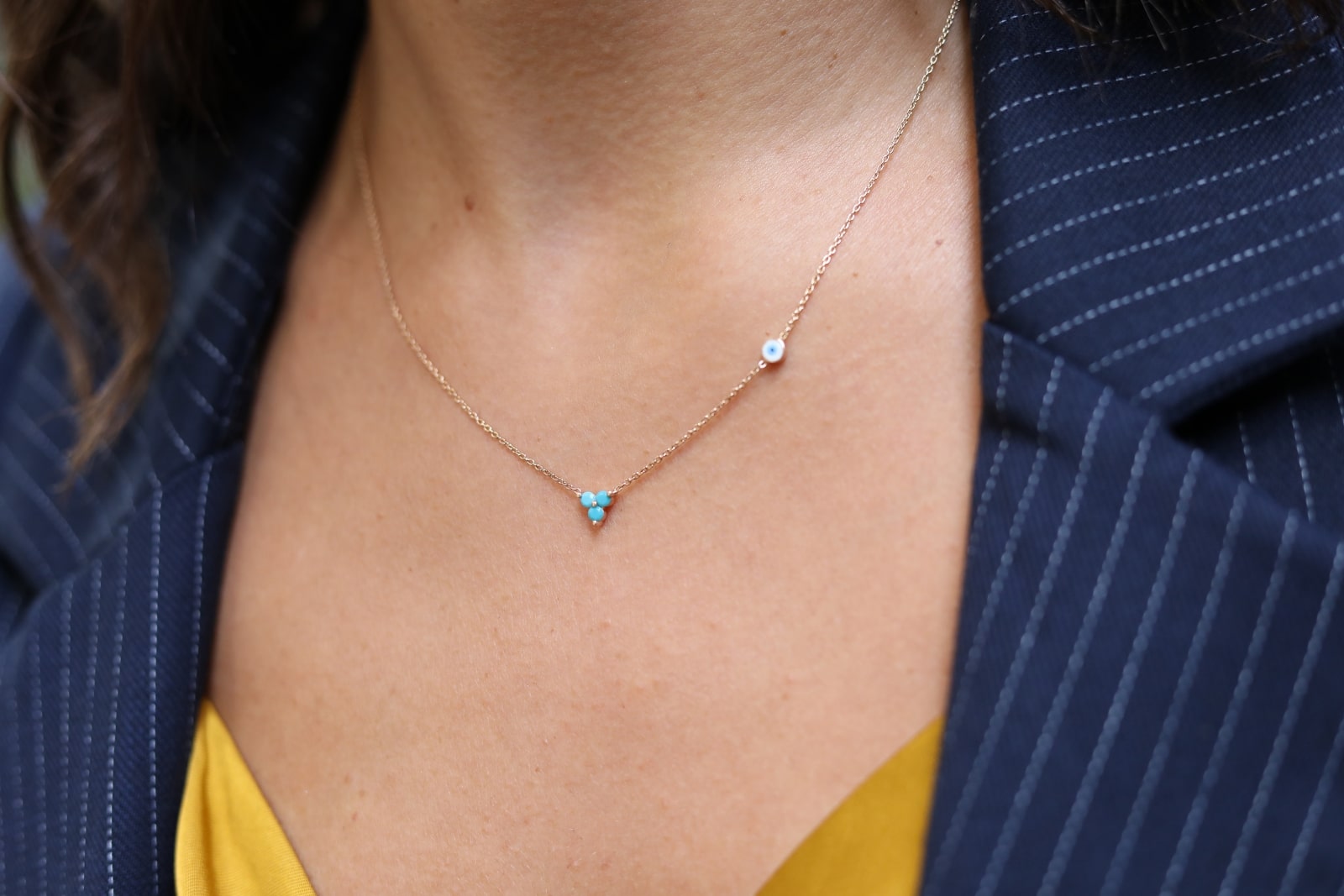 Mini Turquoise and Eye Necklace