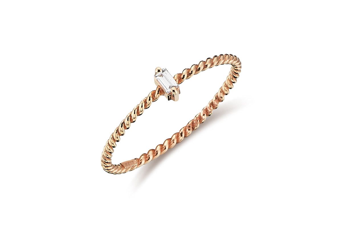 Mini Baguette Twist Sleeve Ring