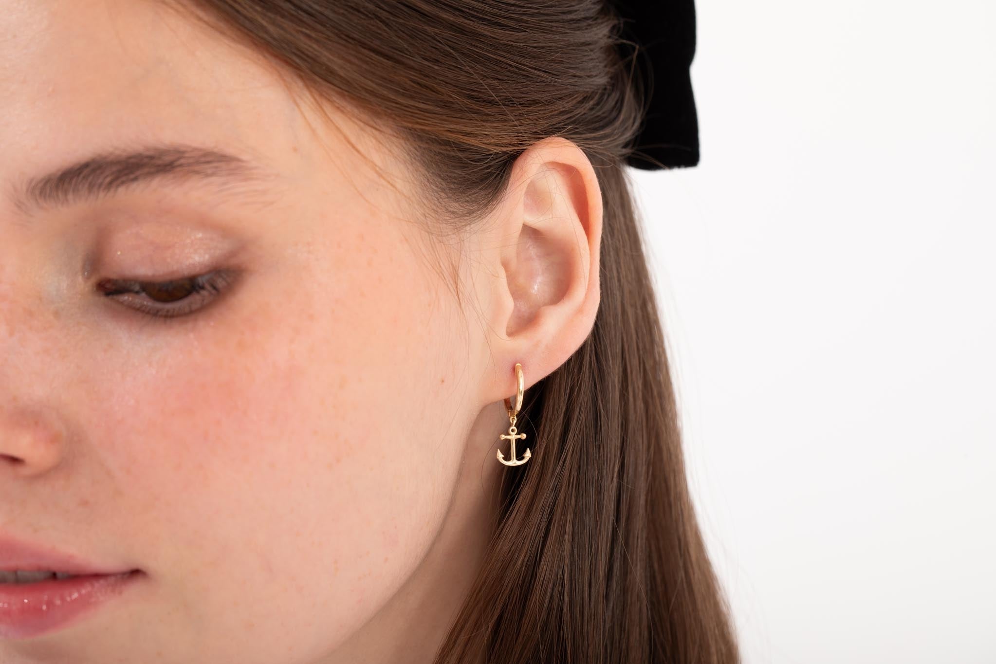 Anchor Hoop Earrings