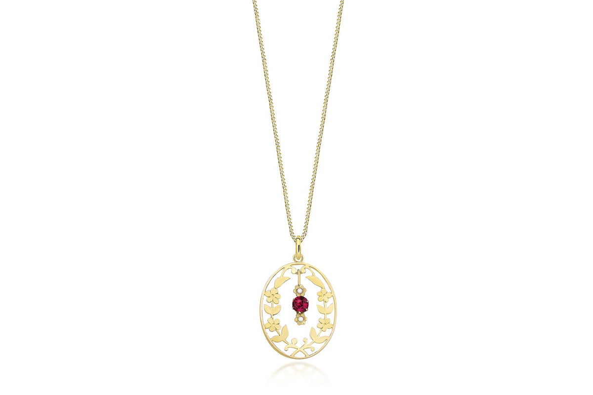 Ruby Floral Garland Necklace