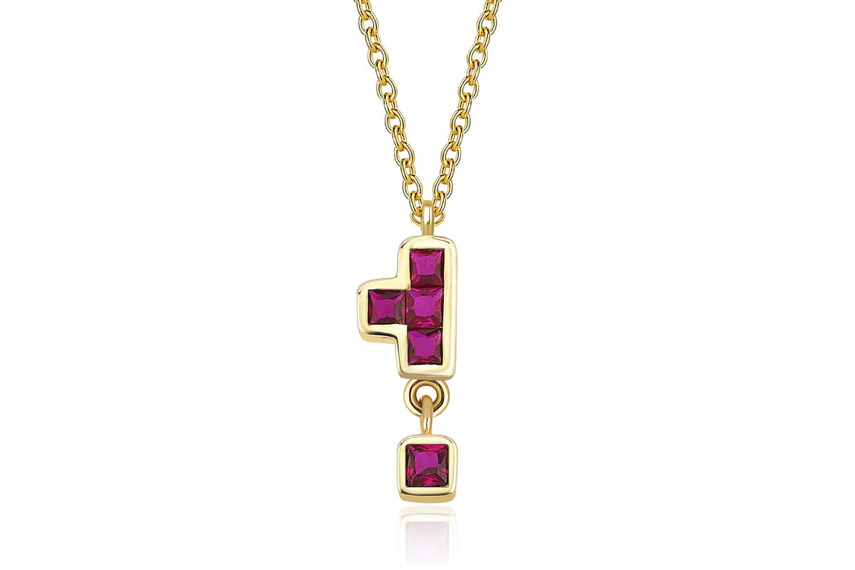 T Block Pink Necklace