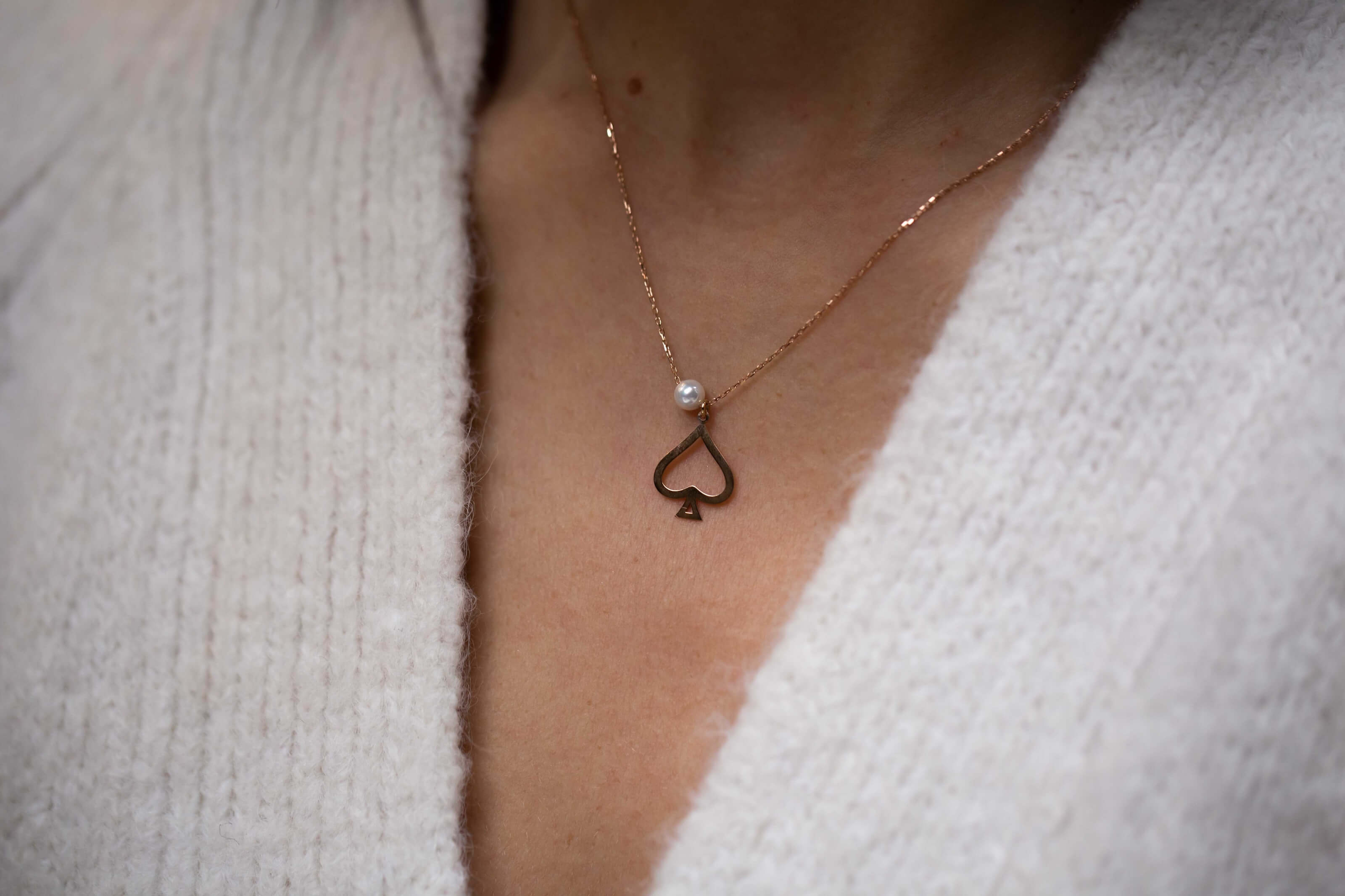 Pearl Stone Spade Necklace