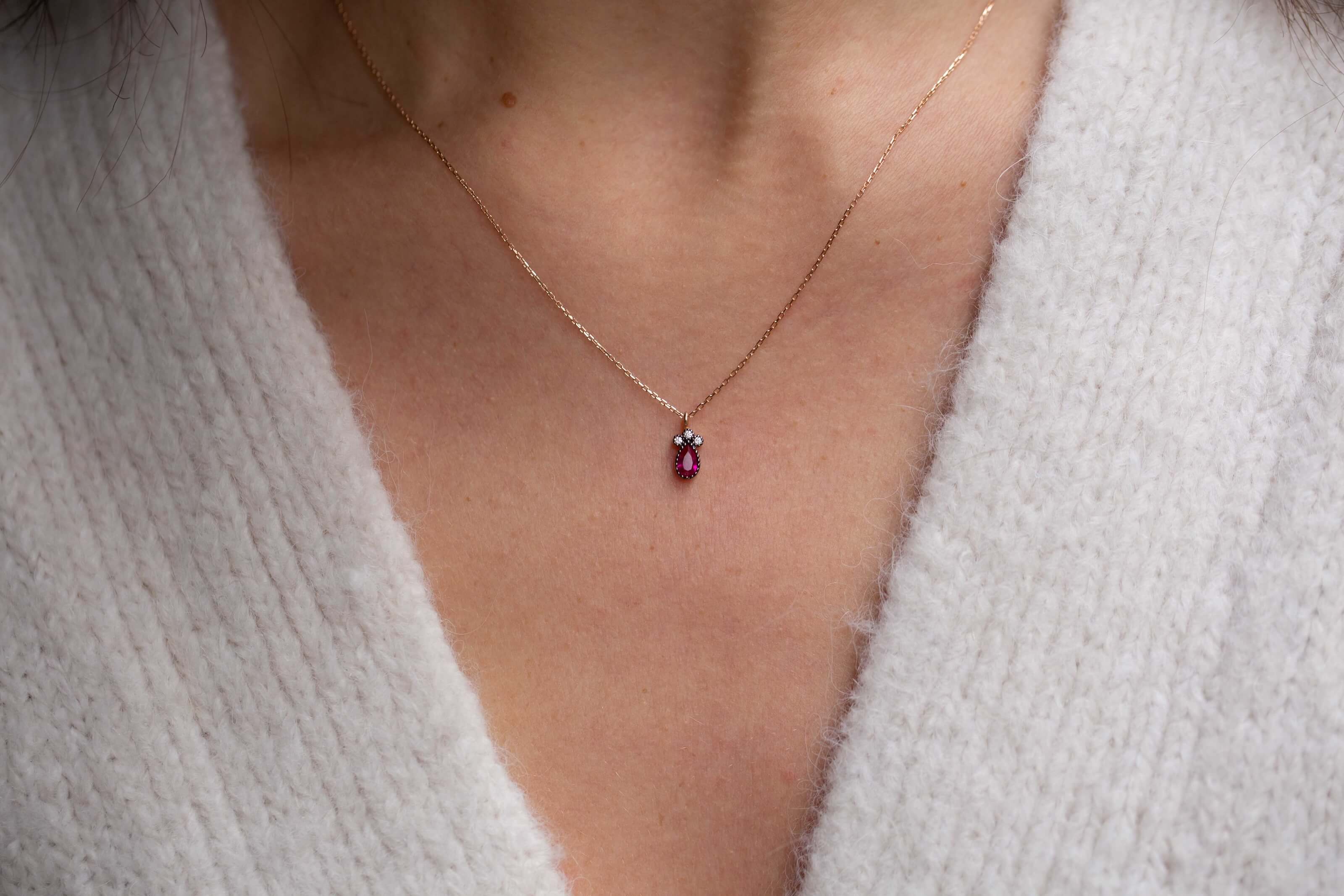 Drop Ruby Necklace