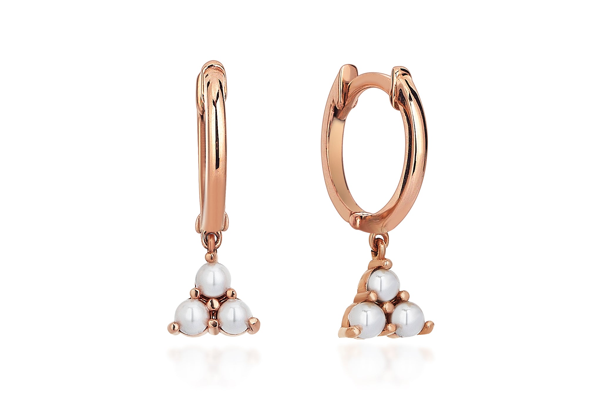 Three Pearl Hoop Earrings
