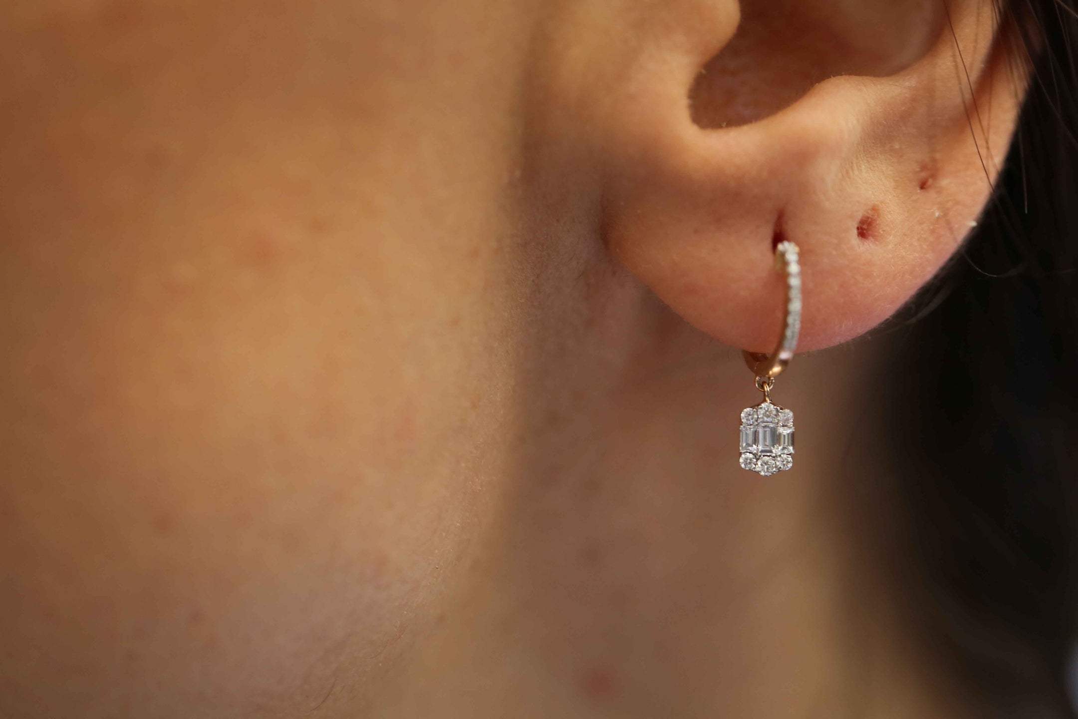 Hexagonal Diamond Earrings