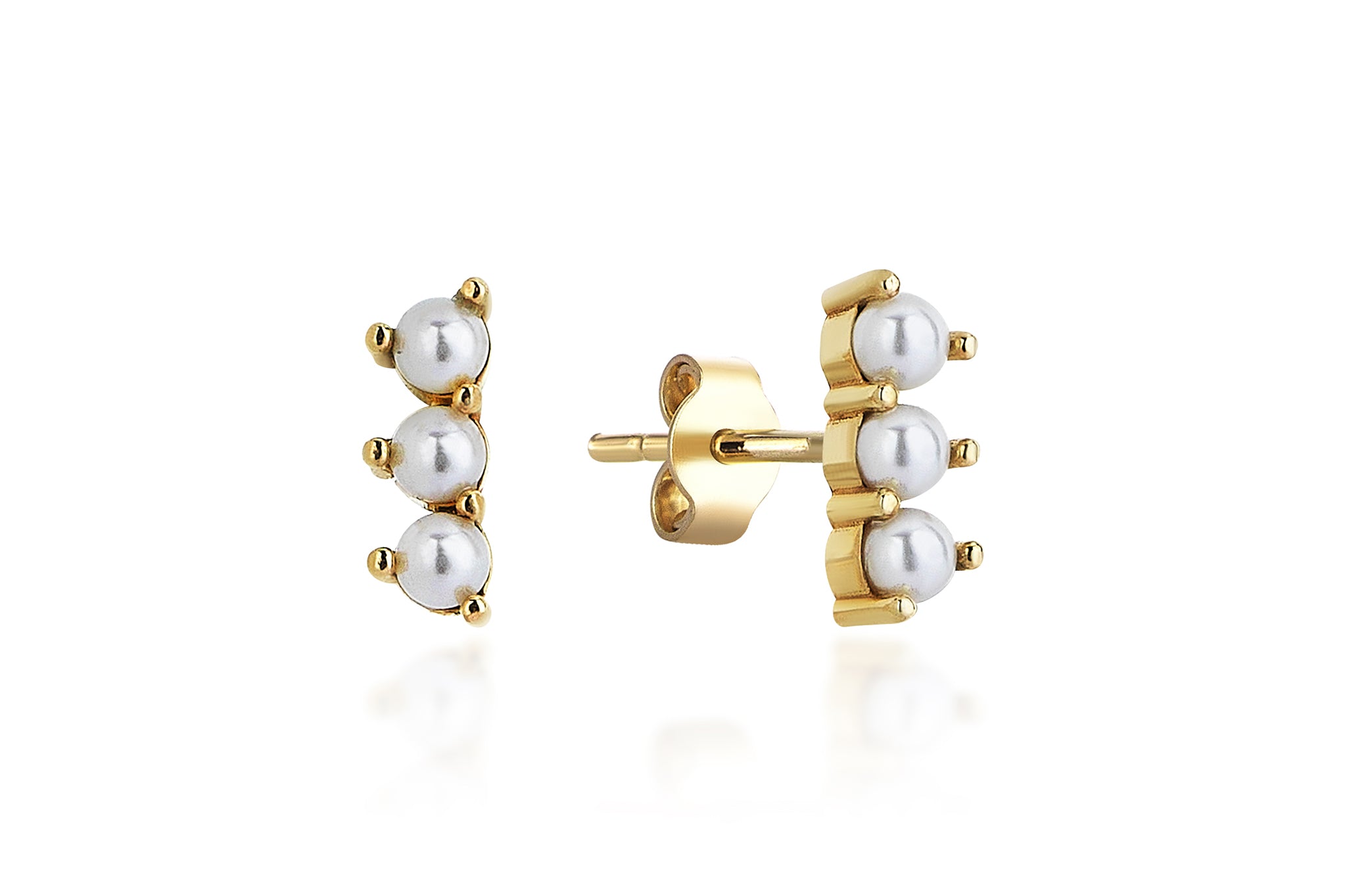Three Rows of Pearl Earrings