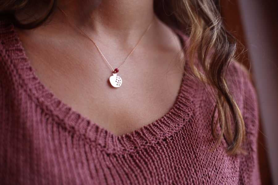 Pomegranate Necklace with Coral Stone