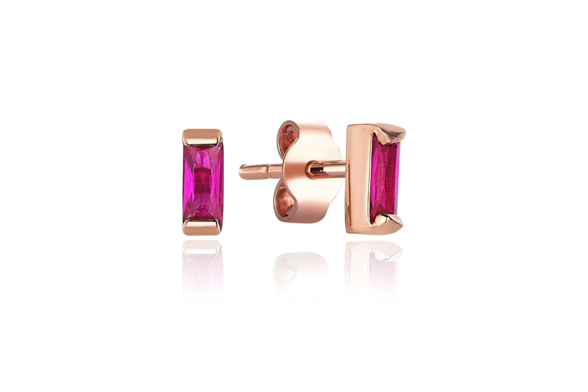Ruby Stone Baguette Earrings