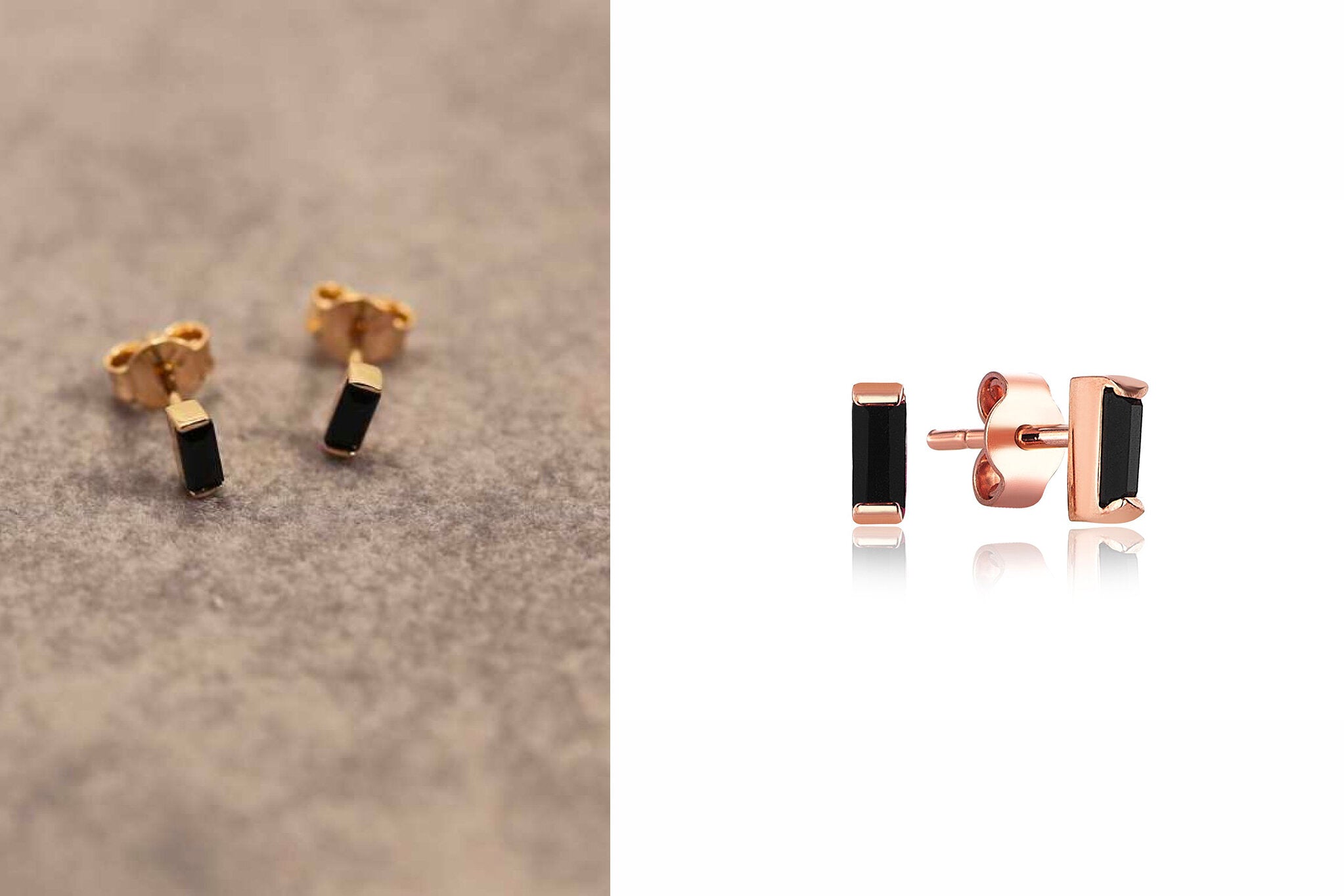 Black Swarovski Stone Baguette Earrings