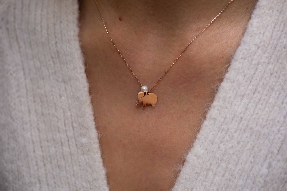 Pearl Stone Elephant Necklace