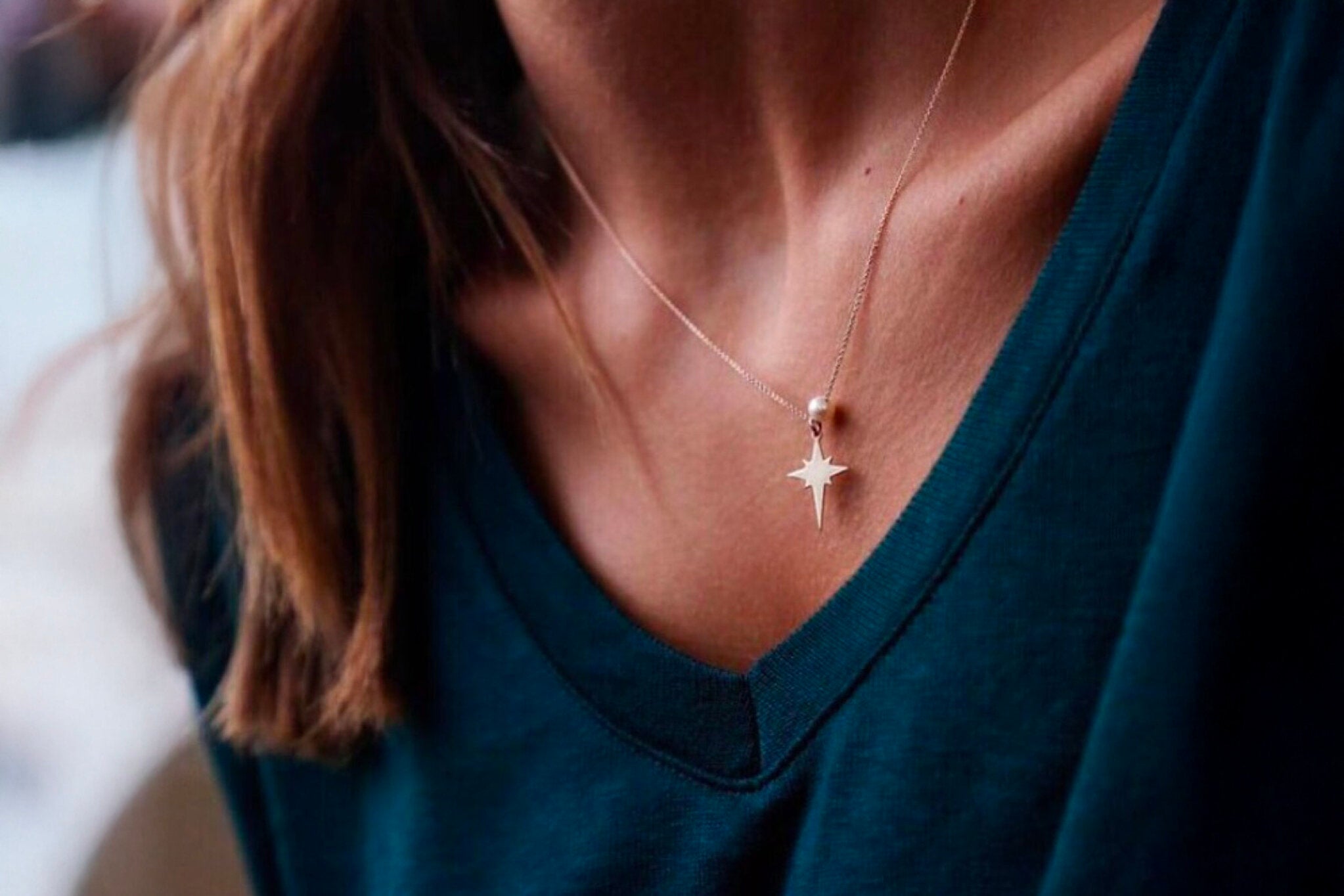 Polar Star Necklace with Pearl Stone