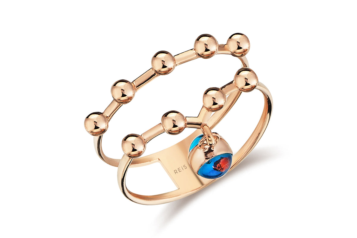 Row Ball Eye Ring