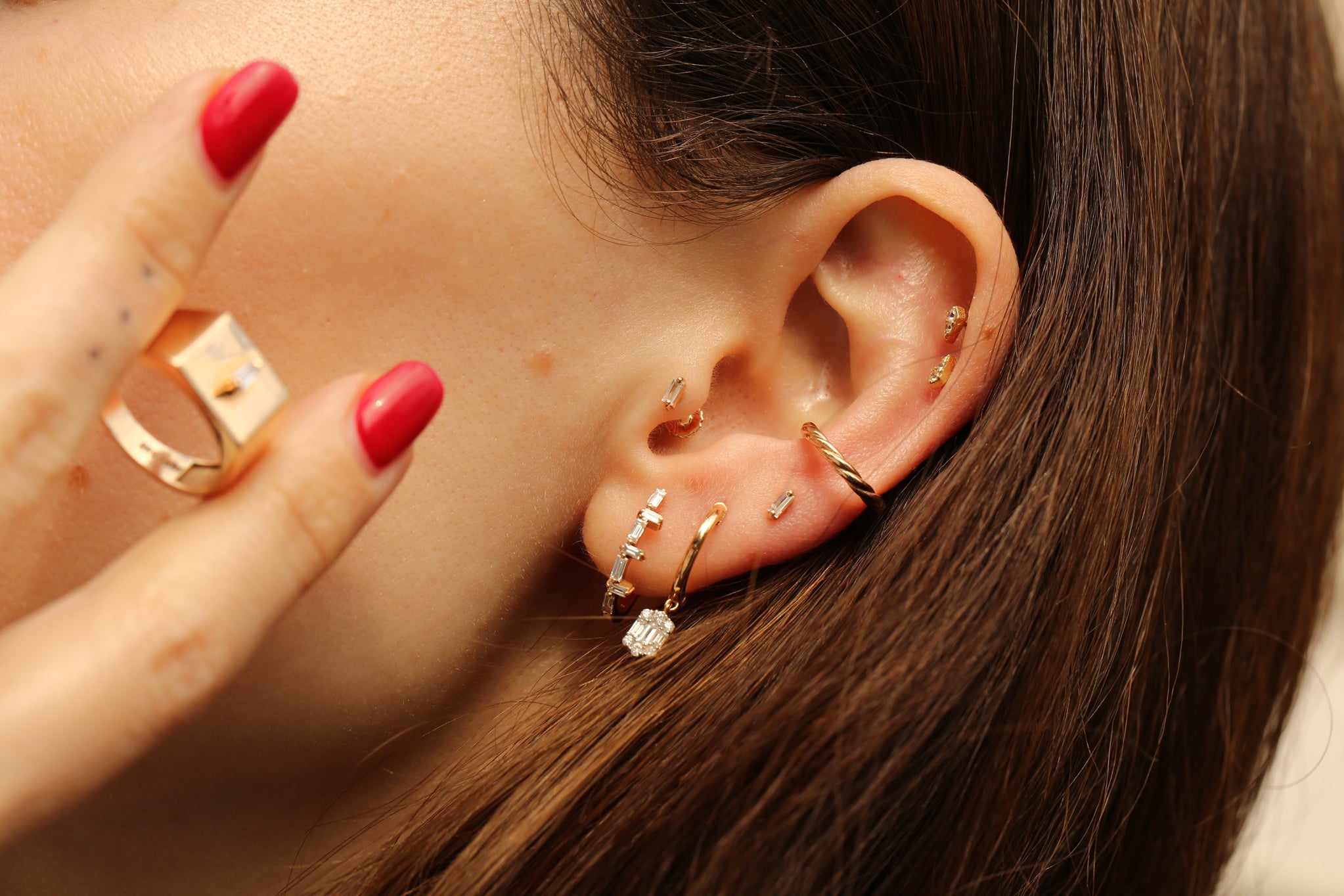 Row Baguette Earrings