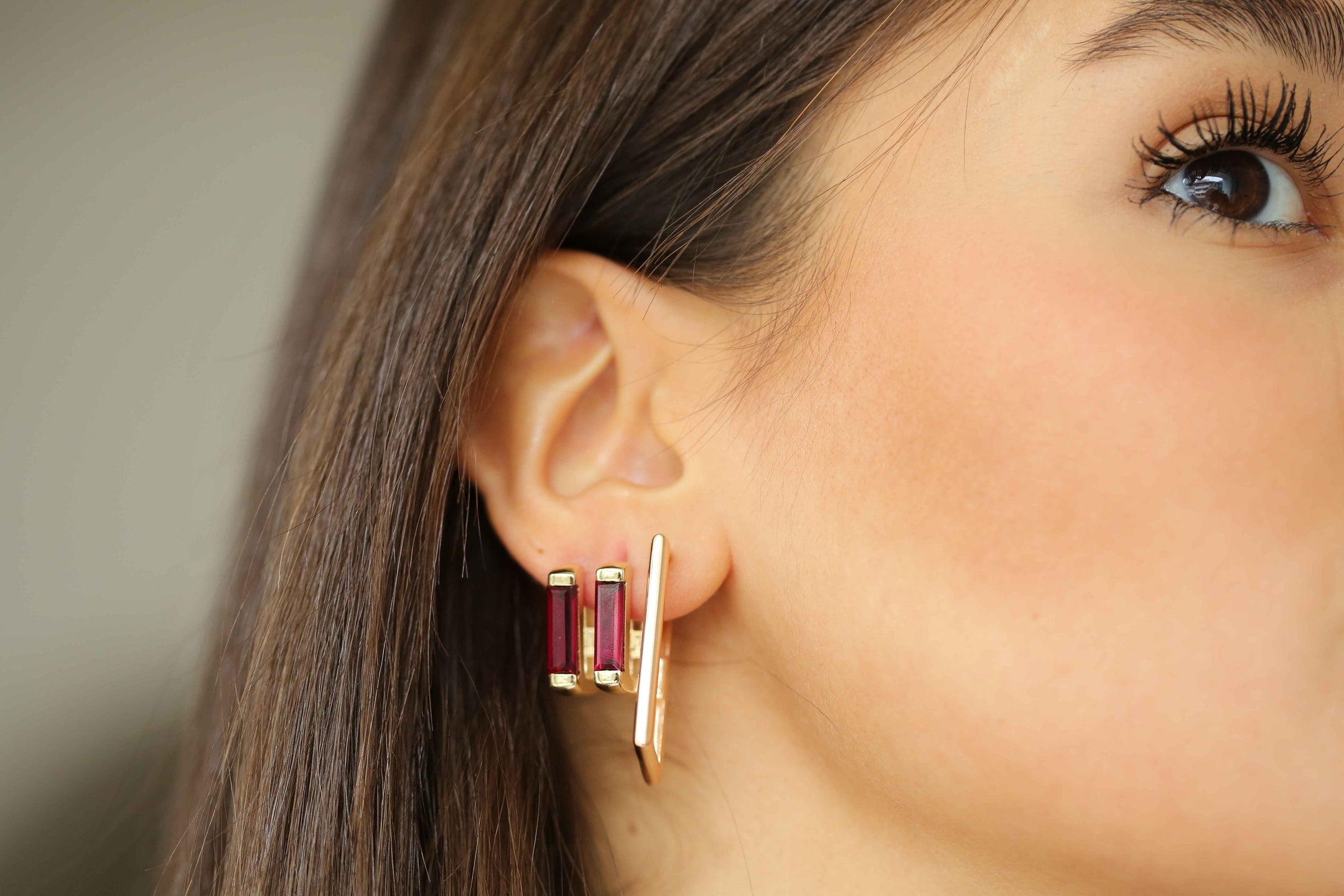 Ruby Line Earrings