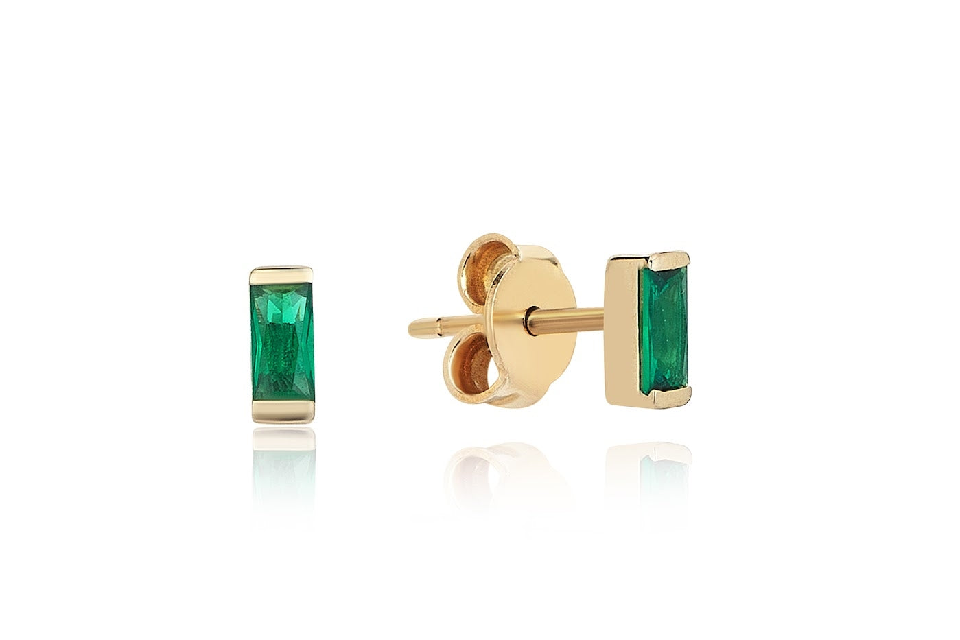 Green Swarovski Stone Baguette Earrings
