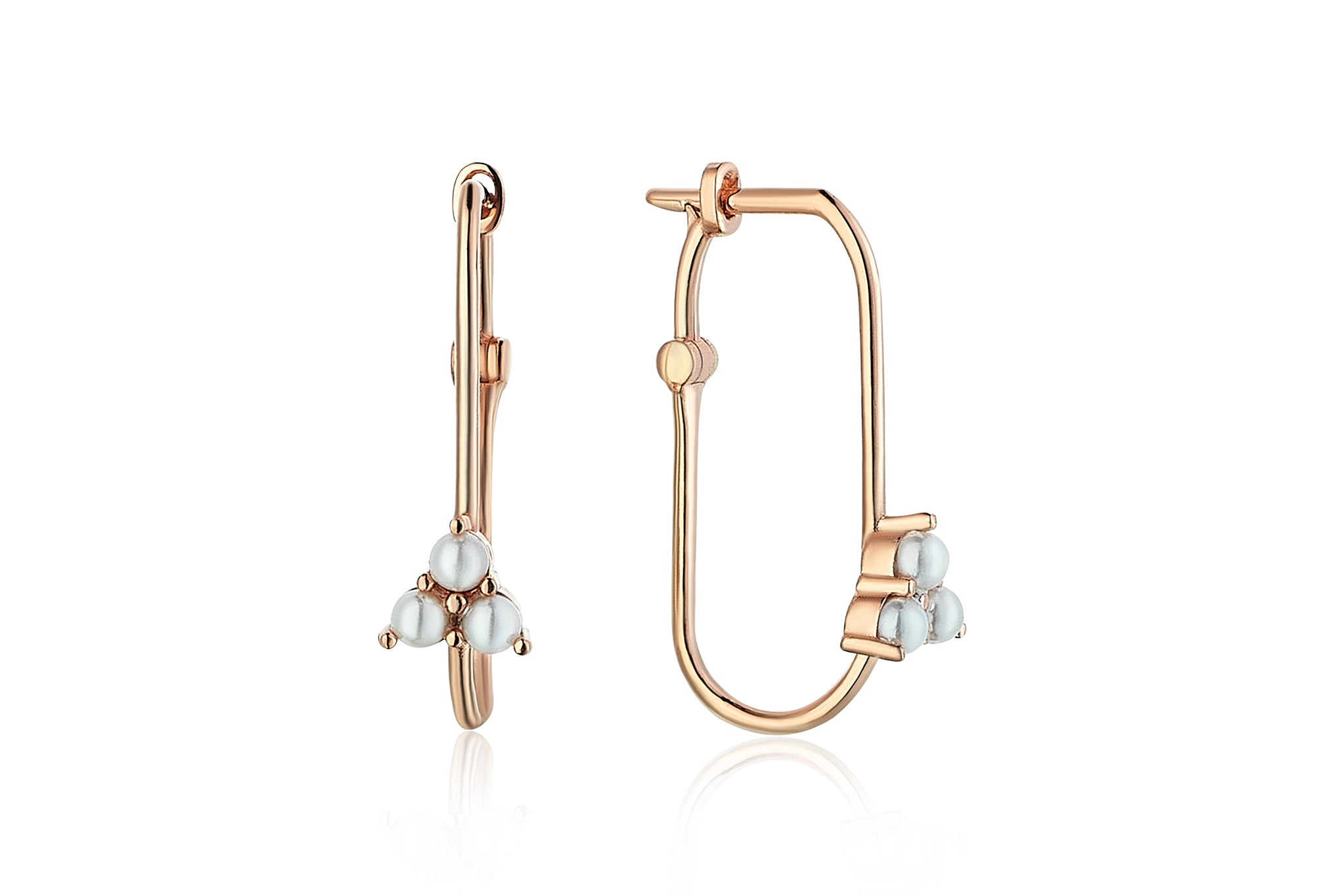 Three Pearl Line Earrings