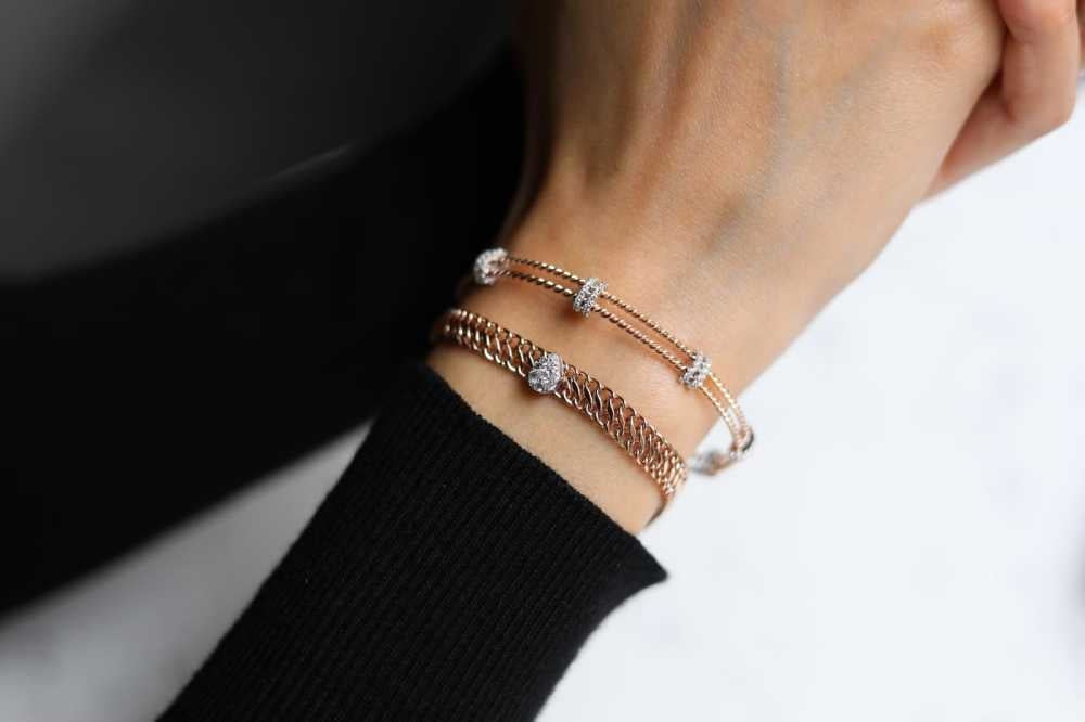 Drop Diamond and Straw Bracelet