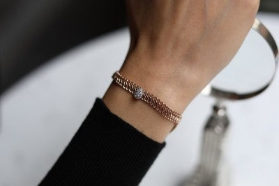 Drop Diamond and Straw Bracelet