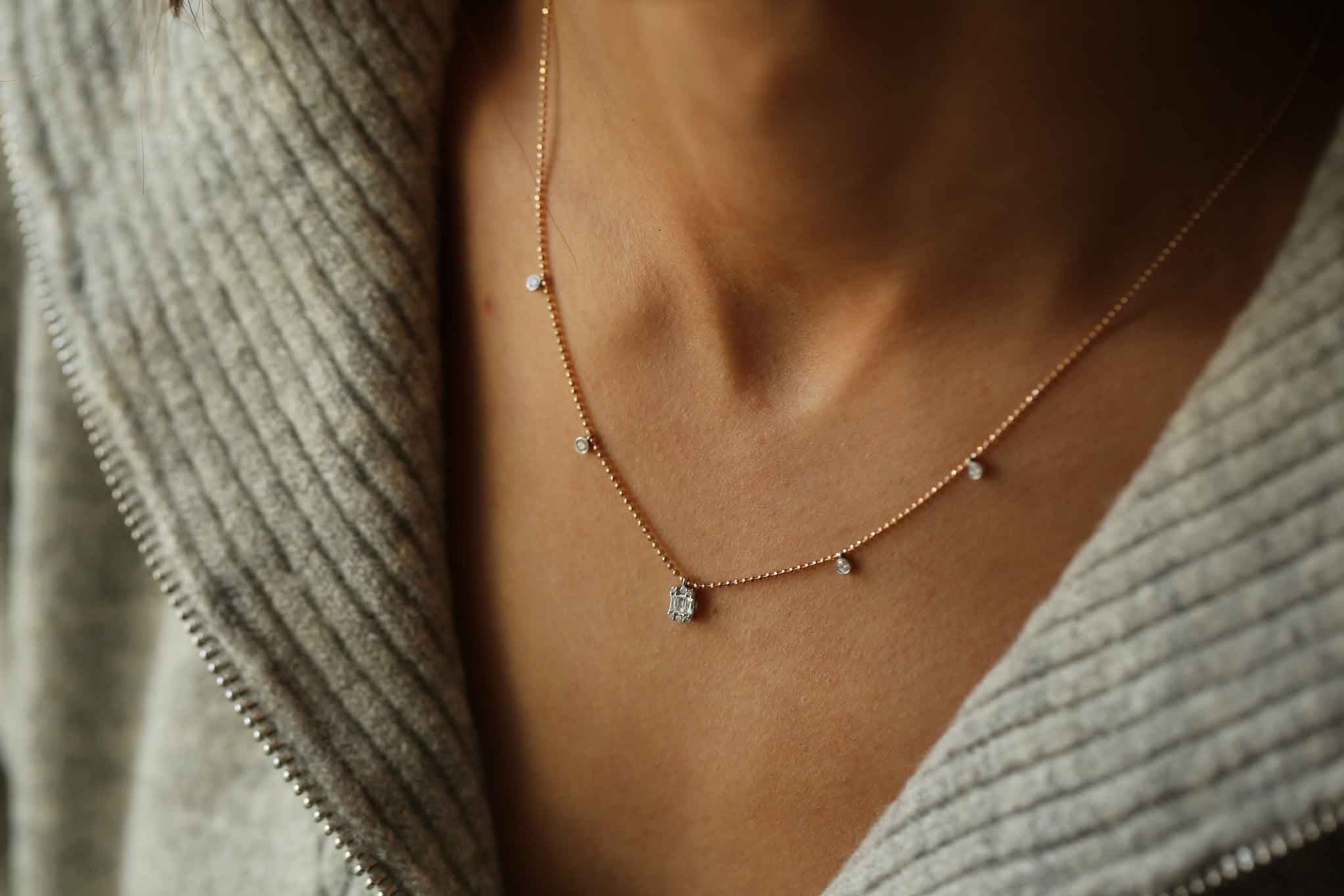 Row Baguette Necklace