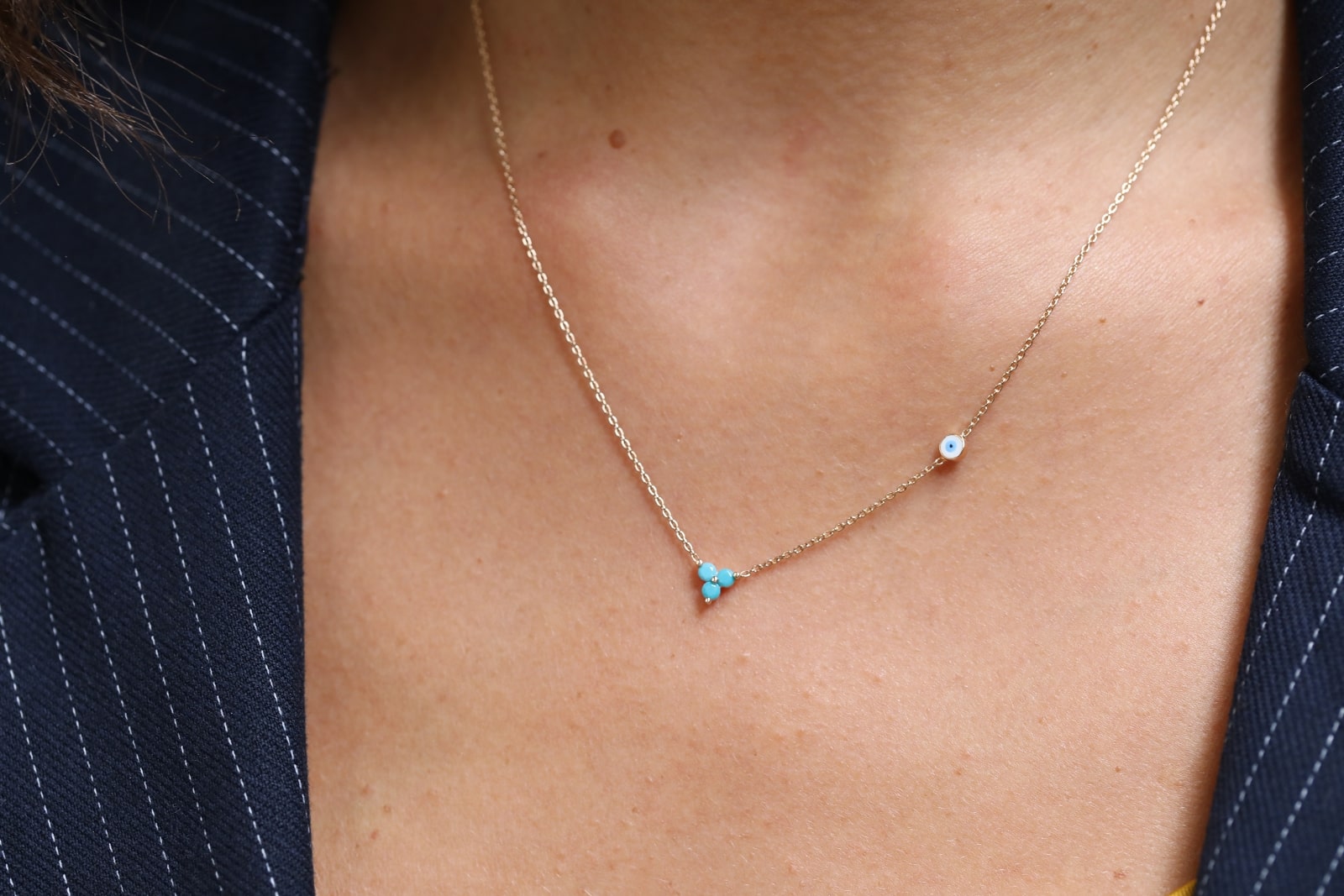 Mini Turquoise and Eye Necklace