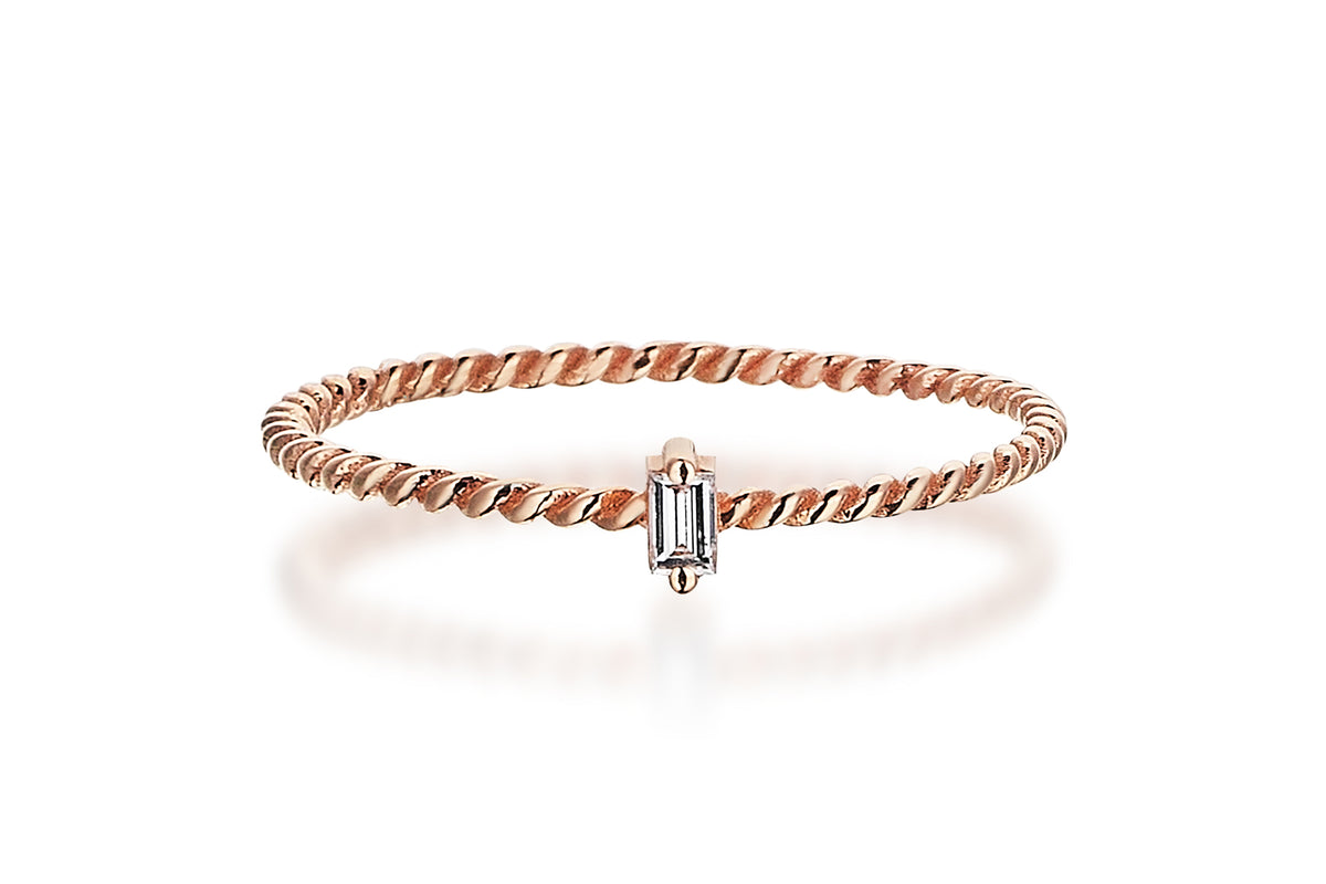 Mini Baguette Twist Sleeve Ring