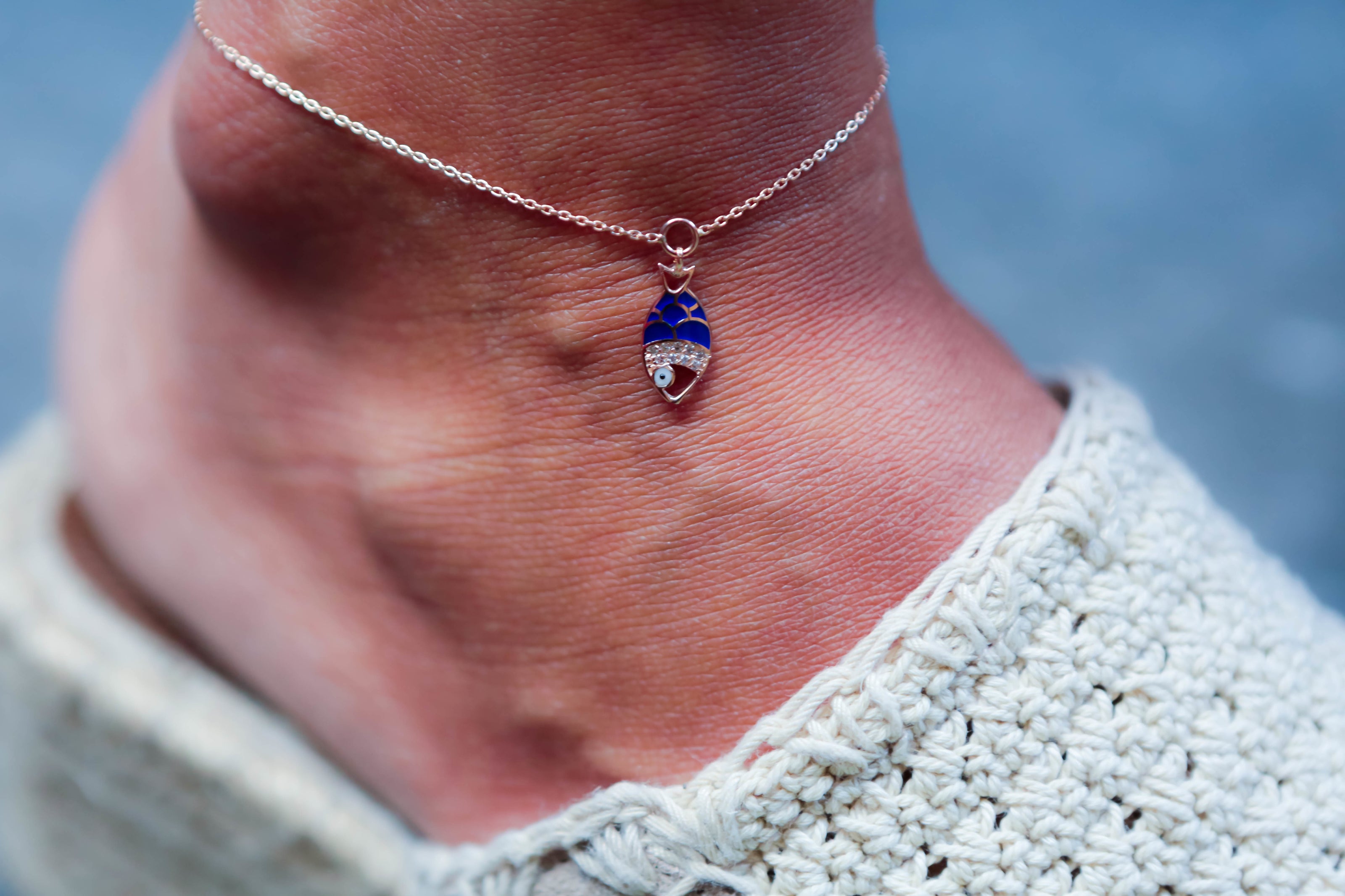 Fish Anklet Navy Blue Mine
