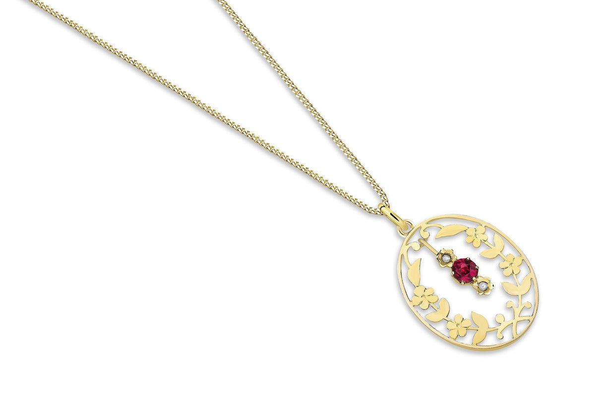 Ruby Floral Garland Necklace