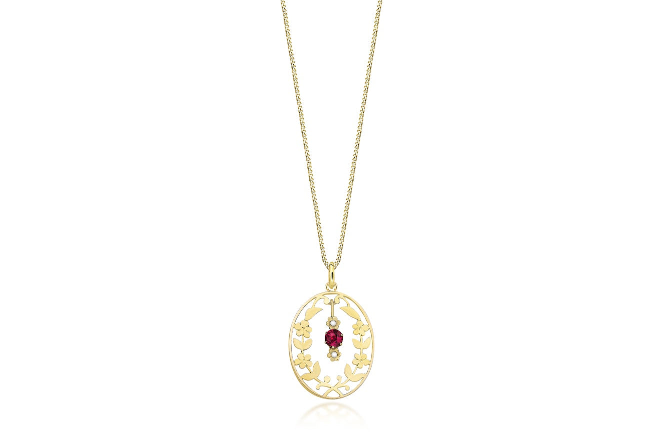 Ruby Floral Garland Necklace