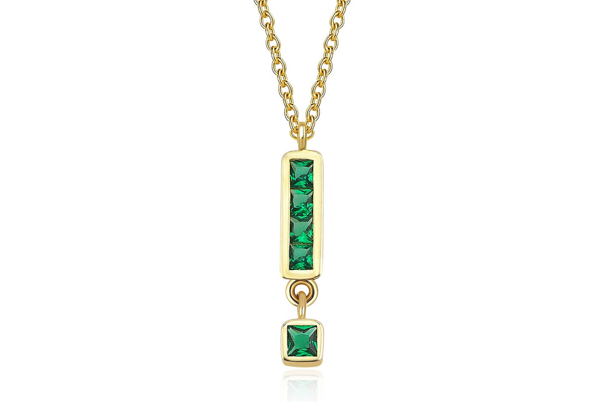 Line Tetris Green Necklace