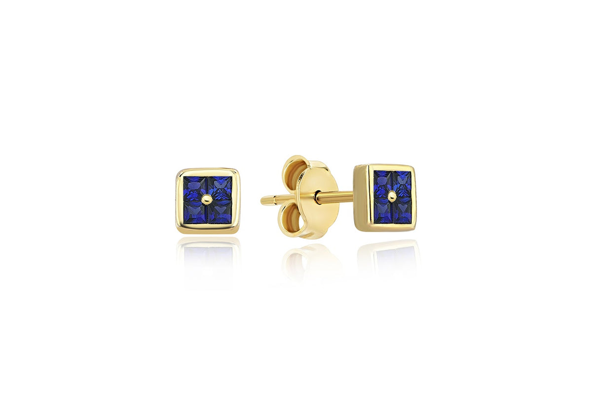 Mini Block Blue Earrings