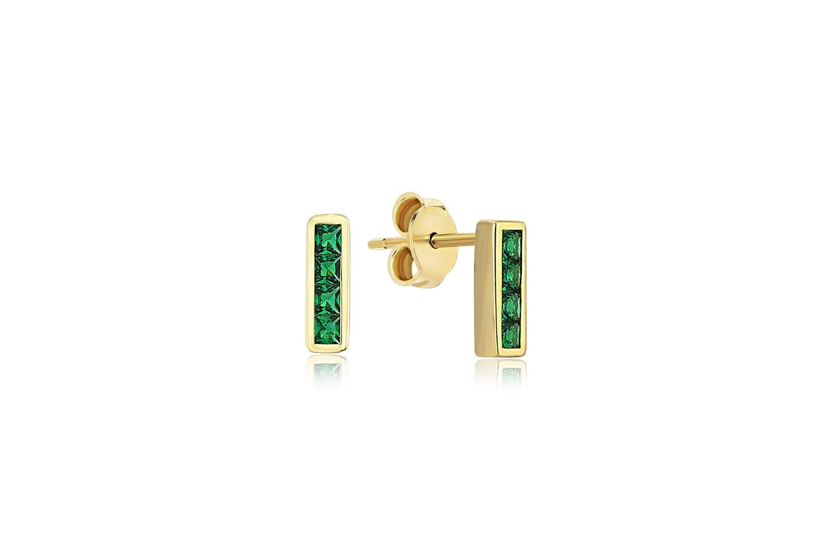 Line Tetris Green Earrings