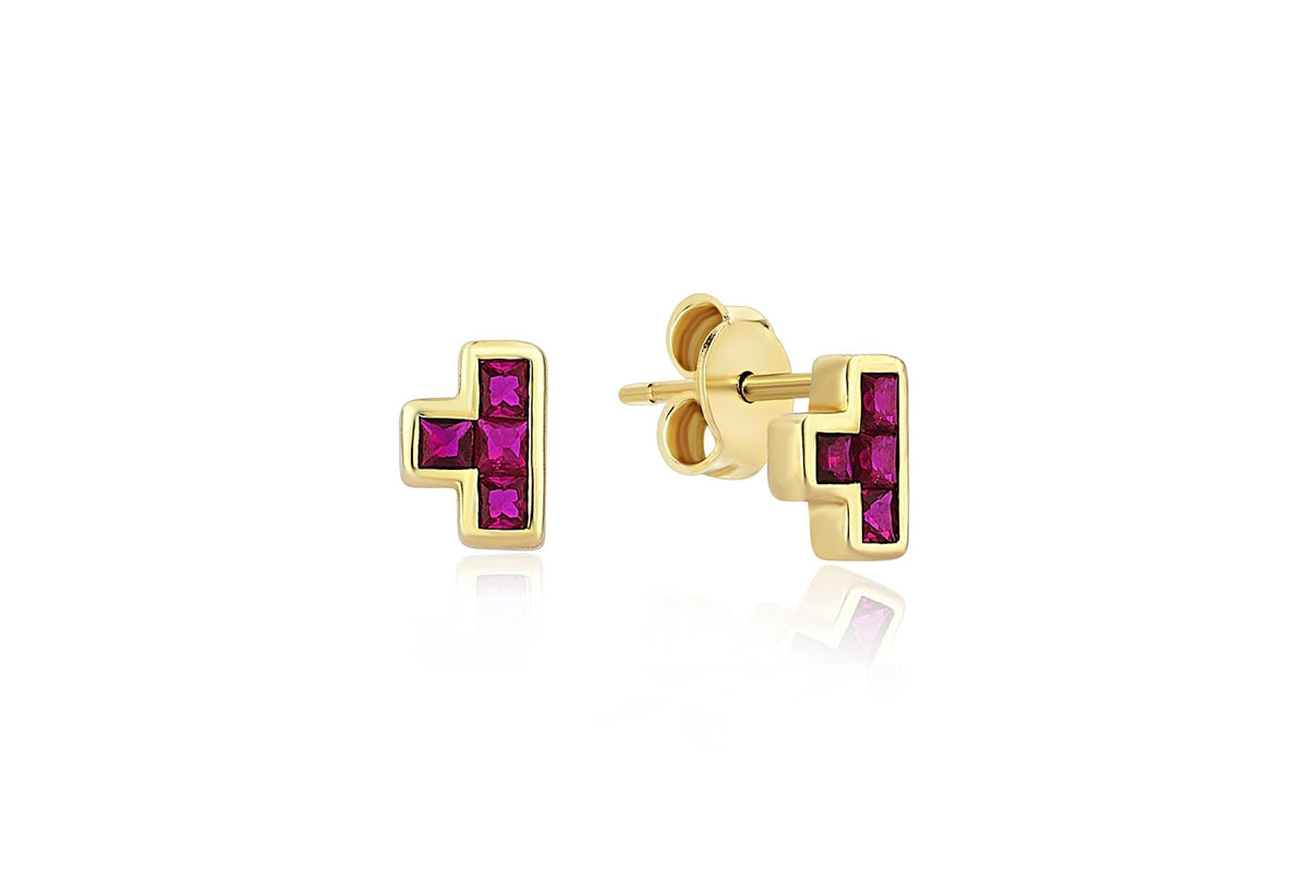Tee Tetris Pink Earrings