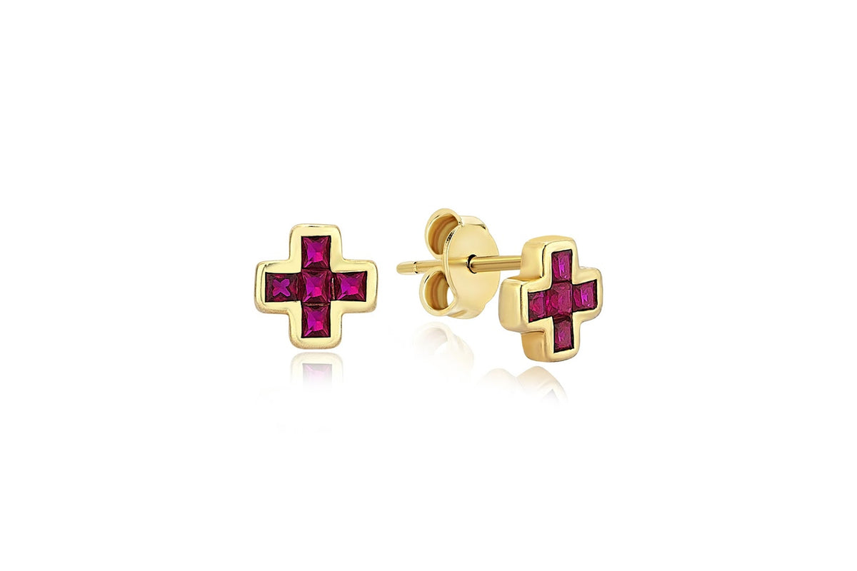 Cross Tetris Pink Earrings