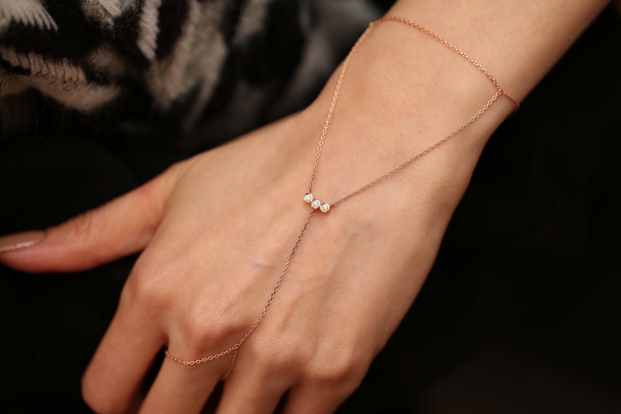 Three Stone Hand Chain
