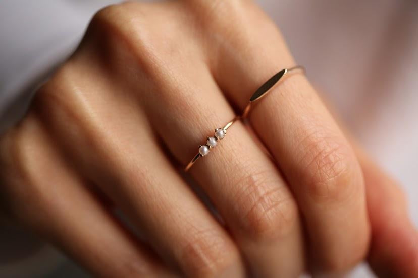 Three Row Pearl Ring