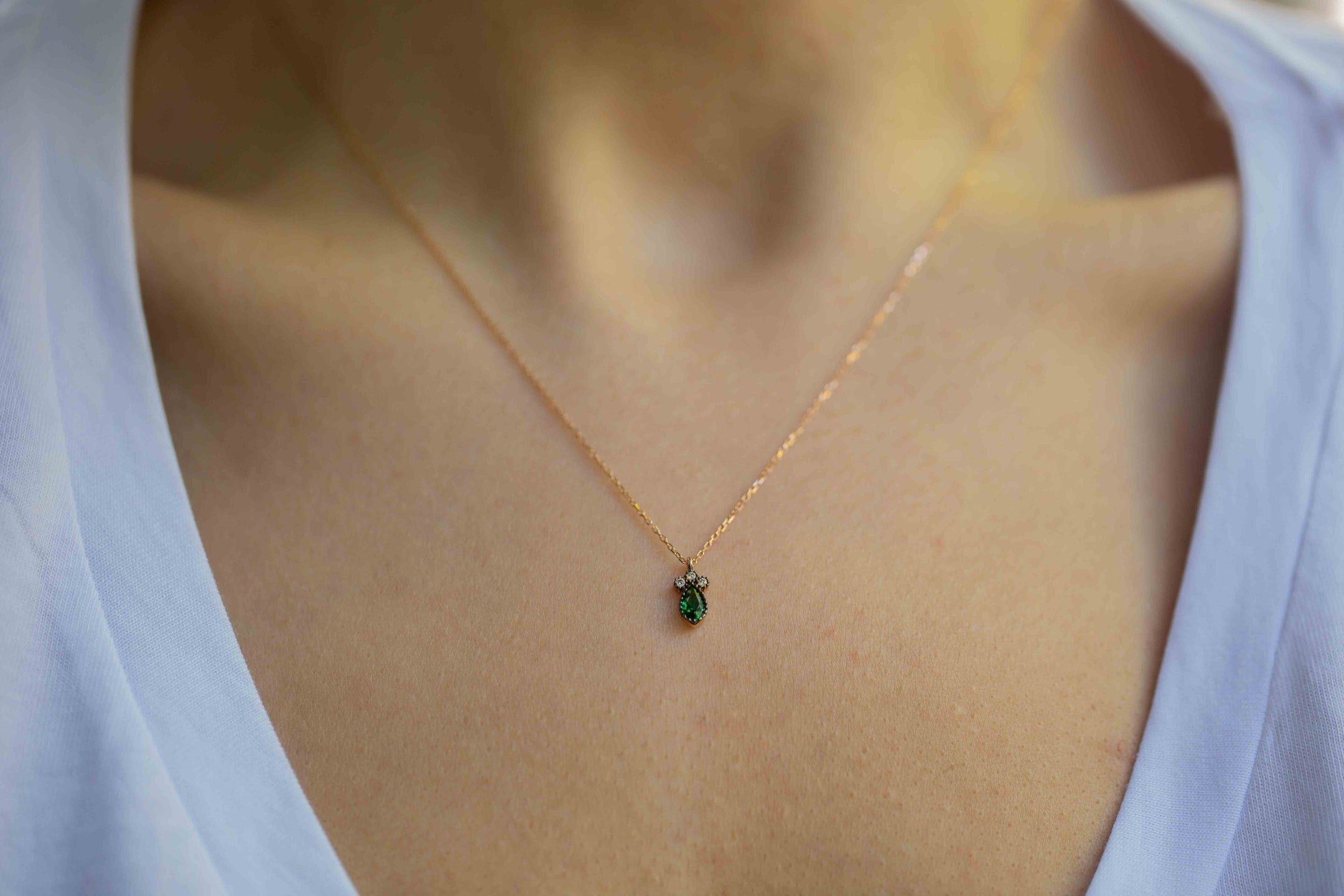 Drop Emerald Necklace