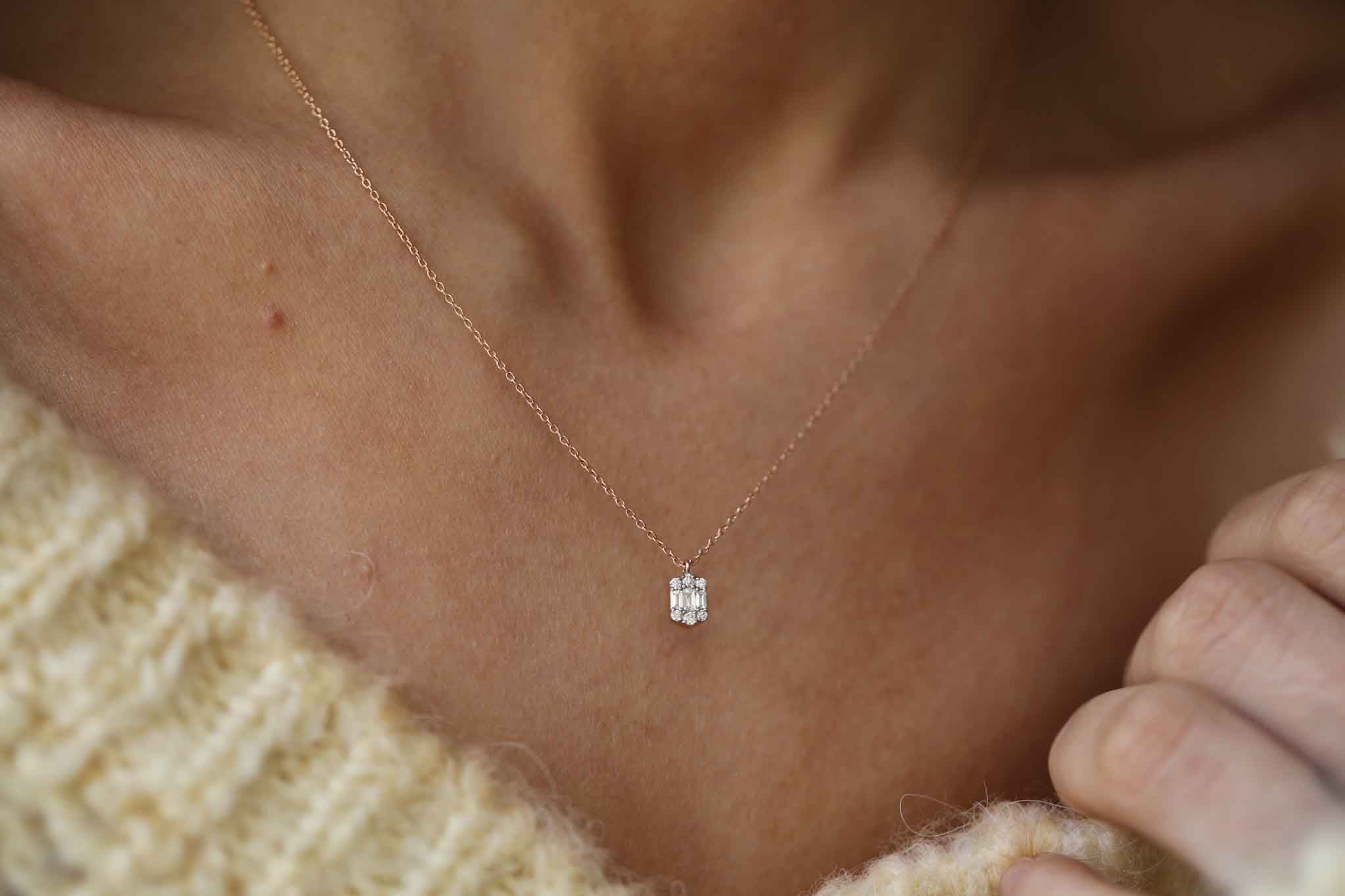 Hexagon Baguette Necklace