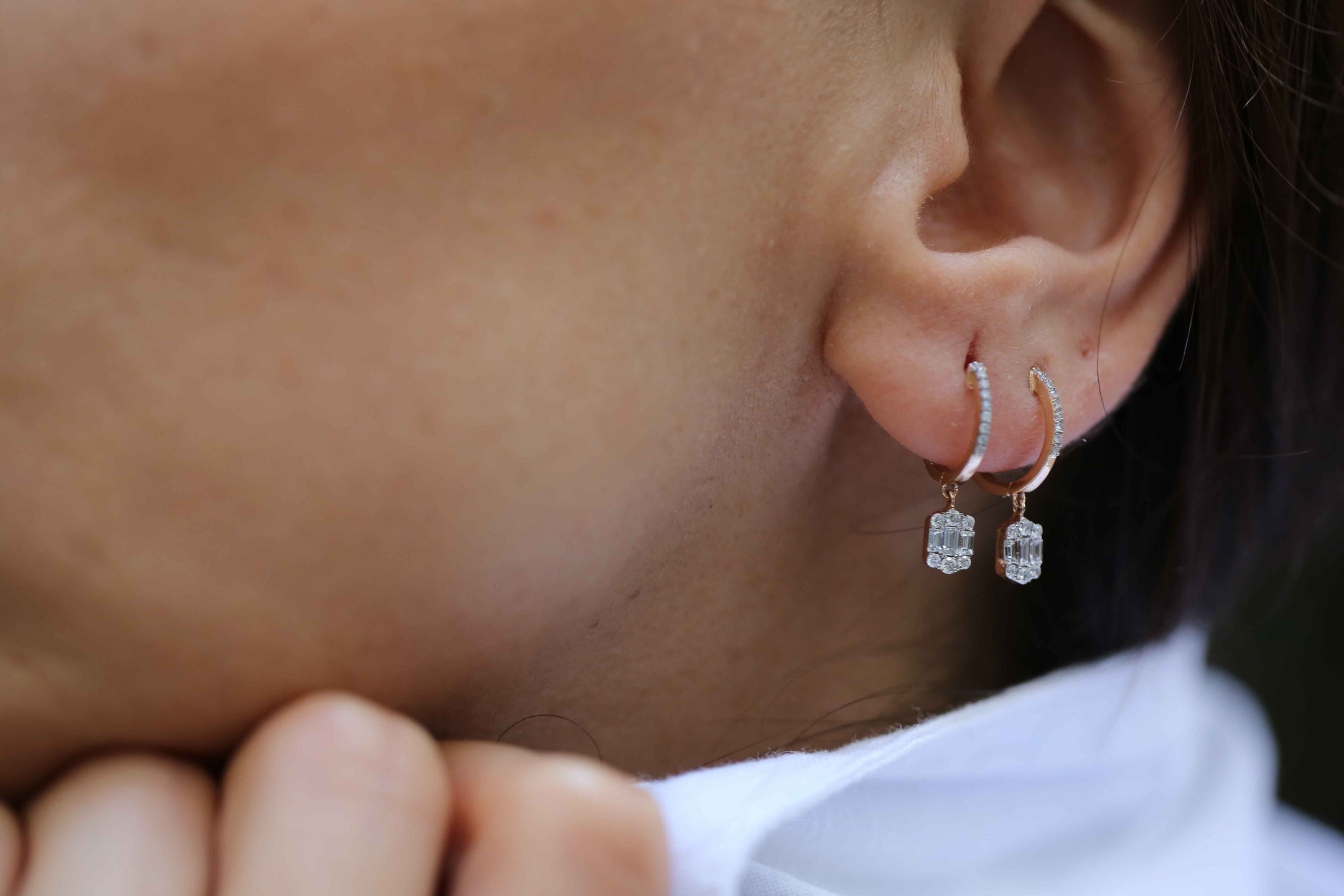 Hexagonal Diamond Earrings