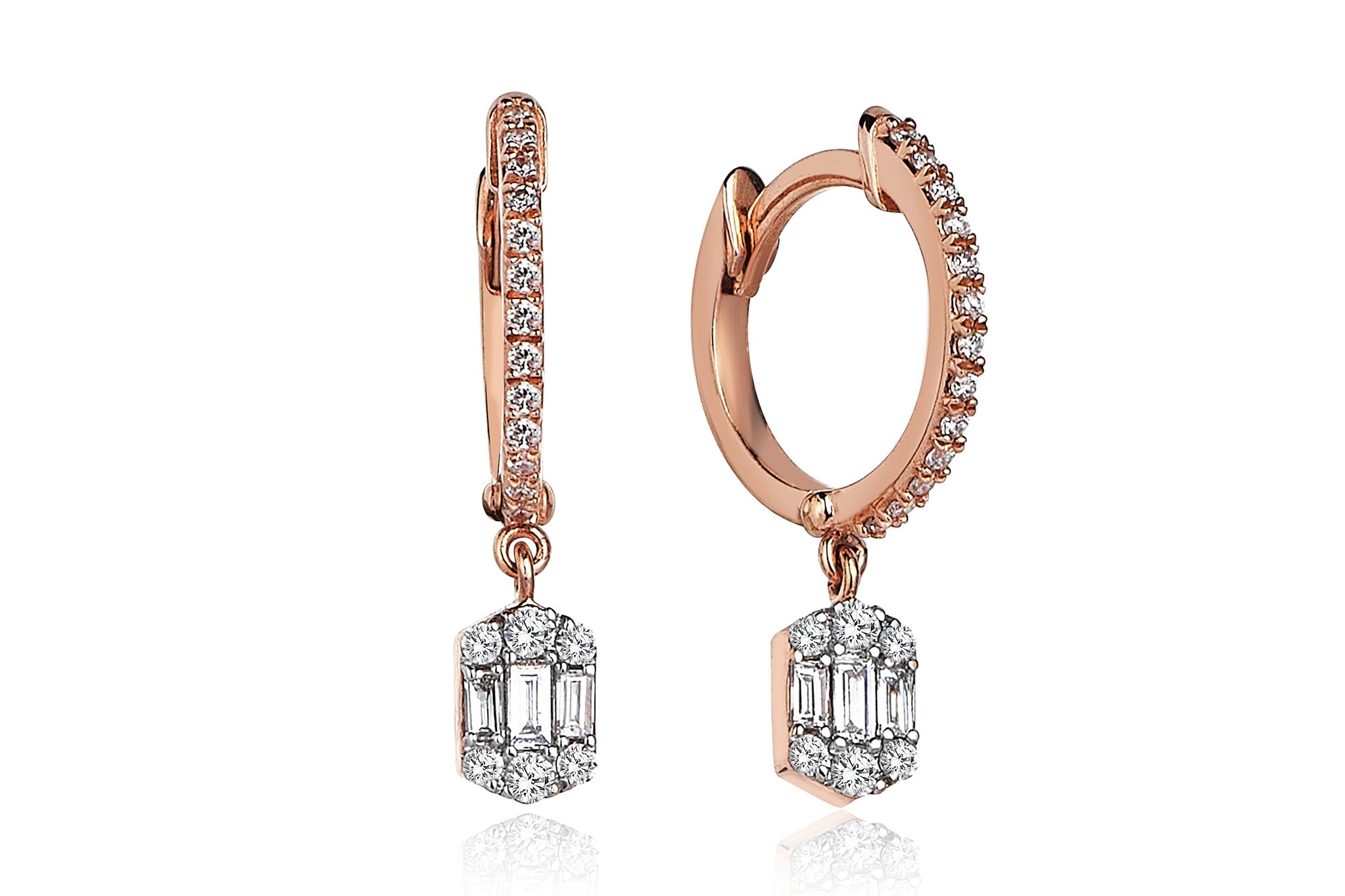 Hexagon Dia Earrings