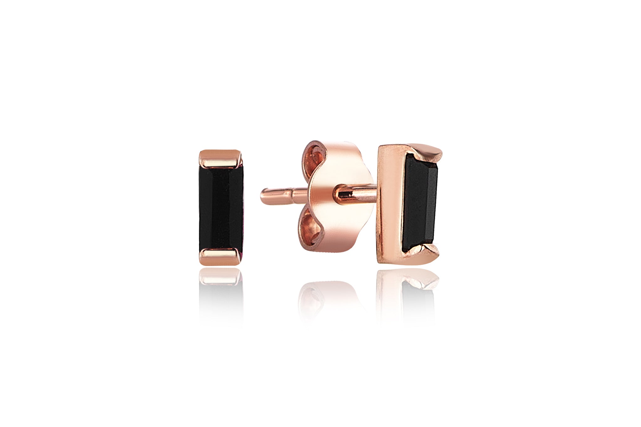 Black Swarovski Stone Baguette Earrings