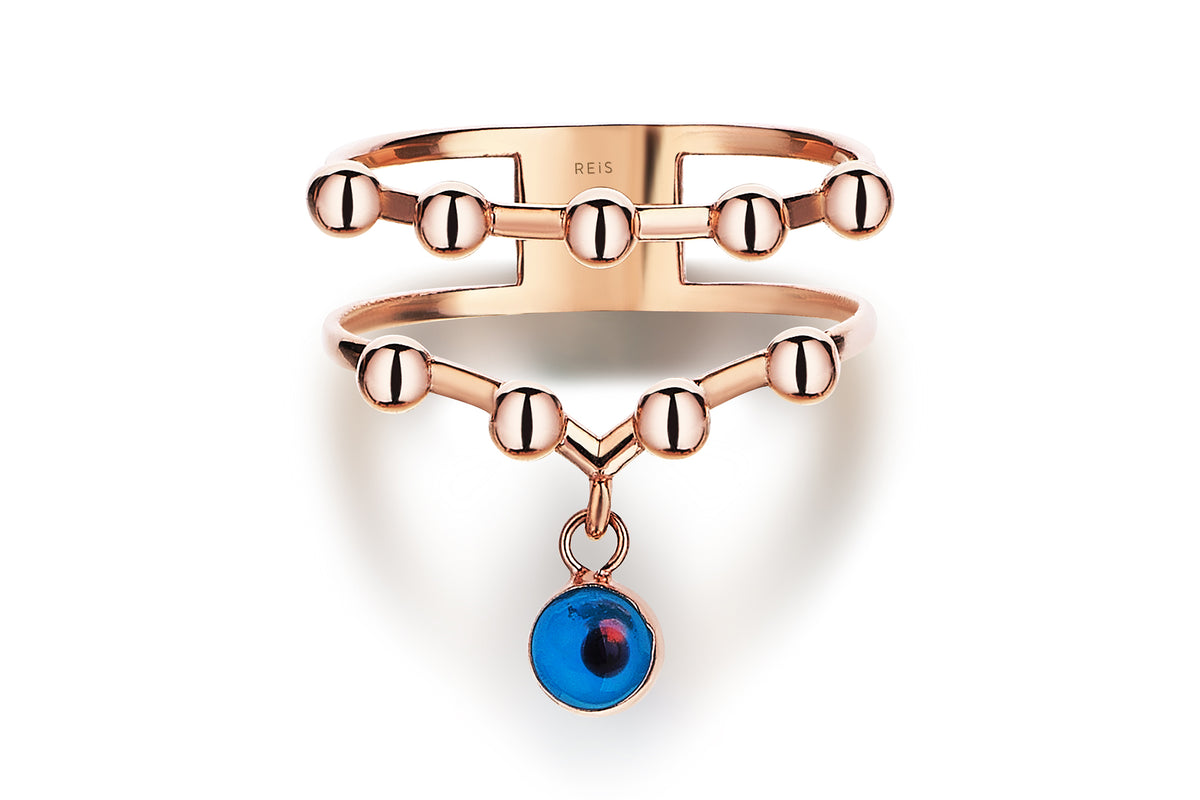 Row Ball Eye Ring