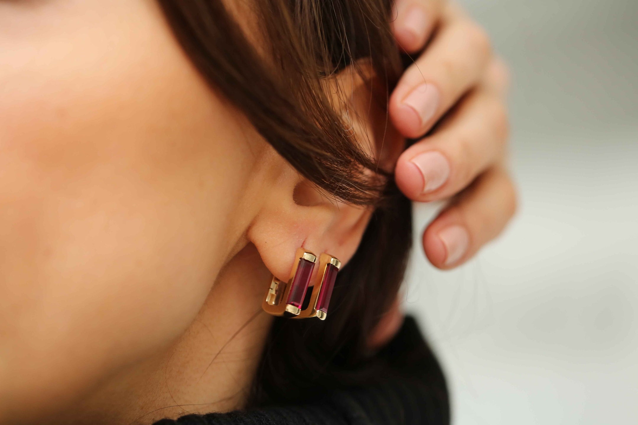 Ruby Line Earrings