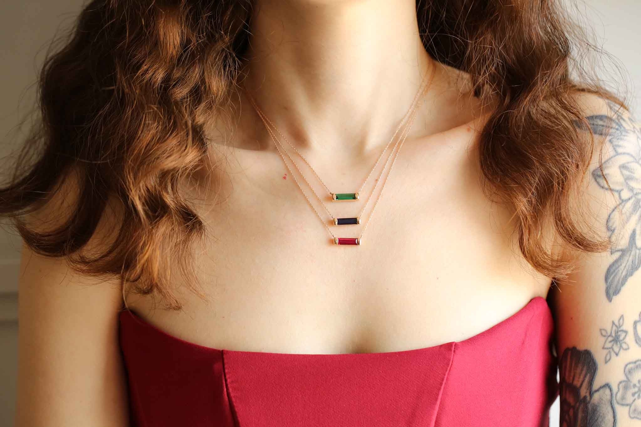 Sapphire Line Necklace